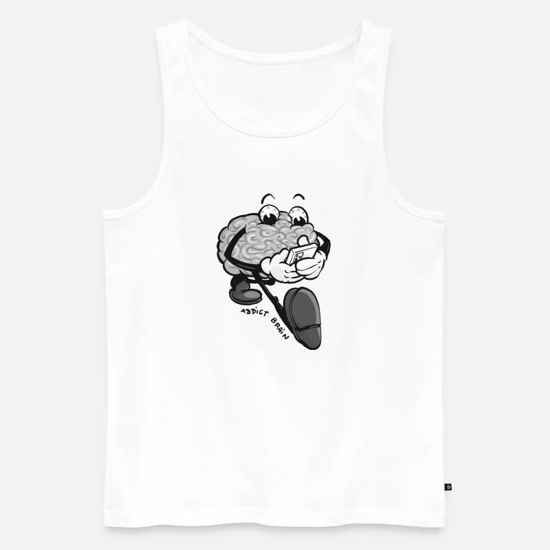 Brain Addict - graue Version - Männer Premium Bio Tank Top - Weiß
