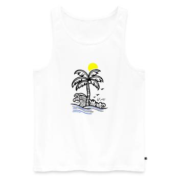 Palm Tree Holidays Plage Été - Débardeur bio Premium Homme - blanc - Devant - Michal (187cm)