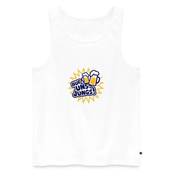 Auf uns, Jungs (Bier) - Männer Premium Bio Tank Top - Weiß - Vorne - Michal (187cm)