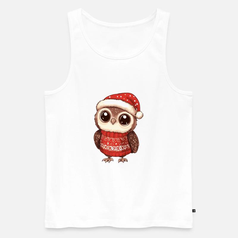 Eule Weihnachten Comic - Männer Premium Bio Tank Top - Weiß