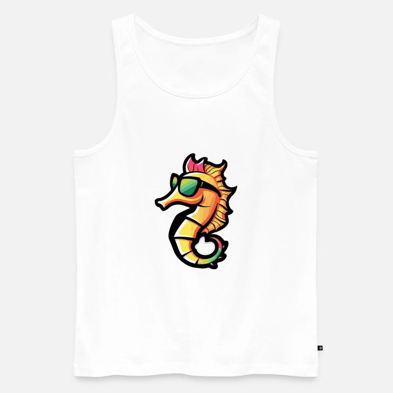 Seepferd Tier - Männer Premium Bio Tank Top - Weiß