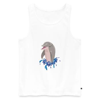 Éclaboussures de plage de mer de dauphin - Débardeur bio Premium Homme - blanc - Devant - Michal (187cm)