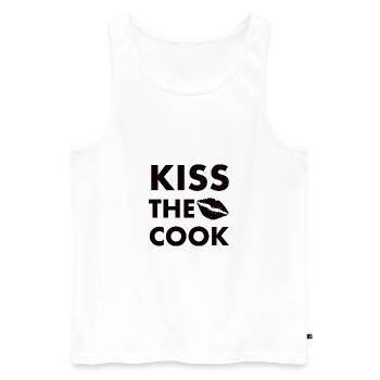 Kiss the cook black - Men's Premium Organic Tank Top - white - Front - Michal (187cm)