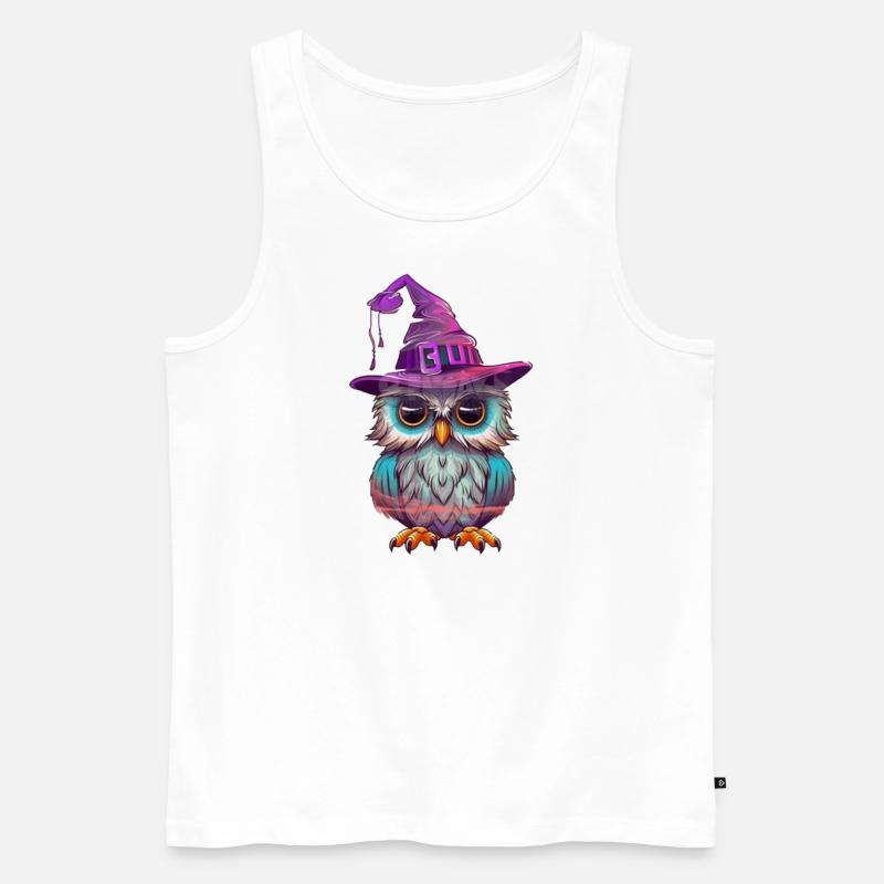 Eulen-Hexe mit Hut - Männer Premium Bio Tank Top - Weiß