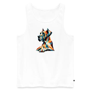 Polygon Deutsche Dogge Hund Bunt Hundeliebe - Männer Premium Bio Tank Top - Weiß - Vorne - AI Model Male 178 light (178cm)