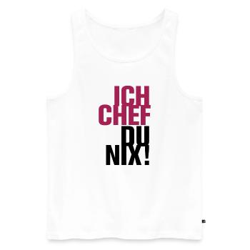 Ich Chef Du nix! Like a Boss Vorgesetzter Leitwolf - Männer Premium Bio Tank Top - Weiß - Vorne - Michal (187cm)