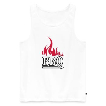 Flammenrot Barbeque BBQ - Männer Premium Bio Tank Top - Weiß - Vorne - AI Model Male 178 light (178cm)