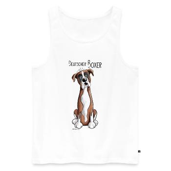 Happy Deutscher Boxer - Männer Premium Bio Tank Top - Weiß - Vorne - Michal (187cm)