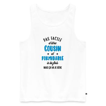 Onkel / Tante / Vetter / Cousin / Kusine - Männer Premium Bio Tank Top - Weiß - Vorne - AI Model Male 178 light (178cm)