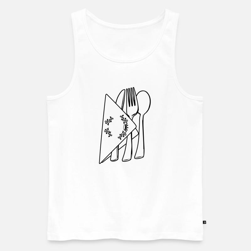 Besteck in luxuriöser Serviette - Männer Premium Bio Tank Top - Weiß