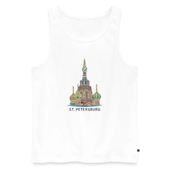 St. Petersburg, Kirche, Russland, Strichzeichnung - Männer Premium Bio Tank Top - Weiß - Vorne - Michal (187cm)