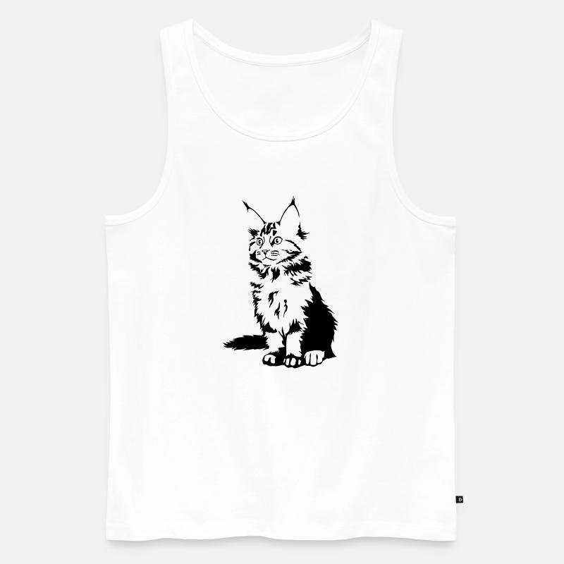 Maine Coon Katze - Männer Premium Bio Tank Top - Weiß