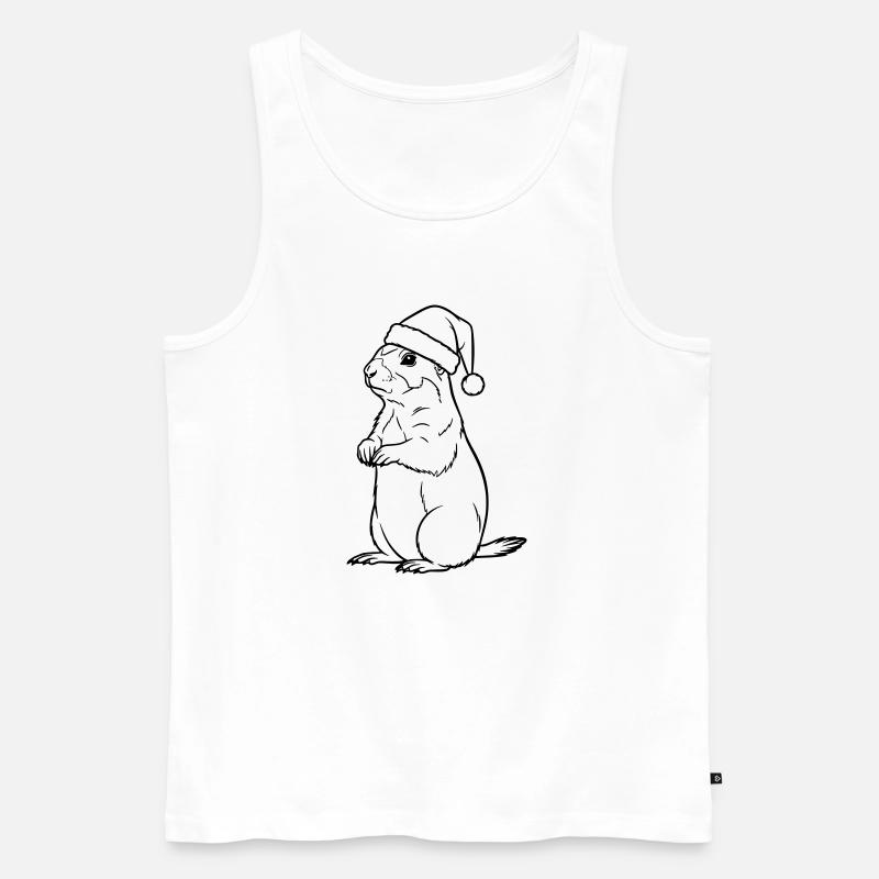 Weihnachts-Erdmännchen mit Mütze – Süßes Design - Männer Premium Bio Tank Top - Weiß