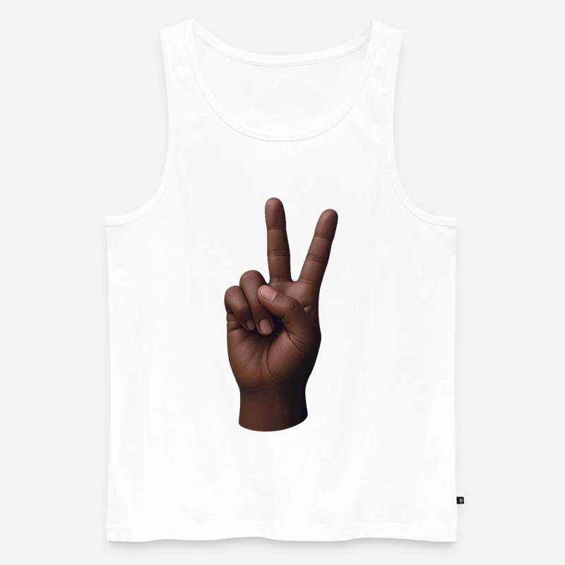 PEACE HAND #3 – Frieden & Liebe - Männer Premium Bio Tank Top - Weiß