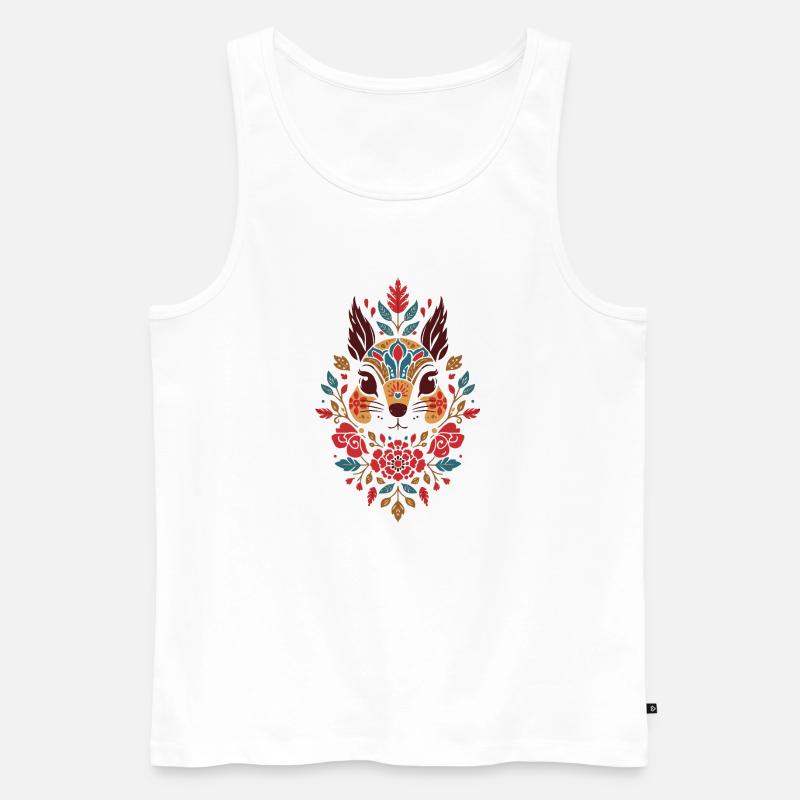 Blumen Eichhörnchen Kopf Folk-Art - Männer Premium Bio Tank Top - Weiß