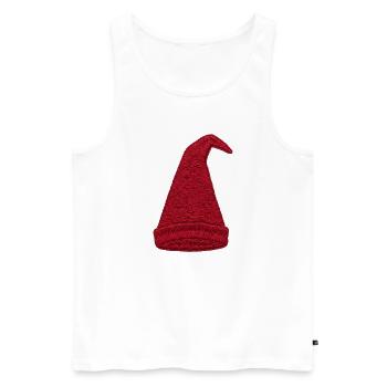 Chapeau de gnome brodé (imprimé) - Débardeur bio Premium Homme - blanc - Devant - Michal (187cm)