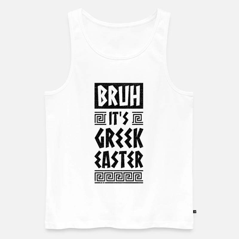 Pasqua greca Fratello È Pasqua greca Buona Pasqua - Canottiera ecologica premium da uomo - bianco