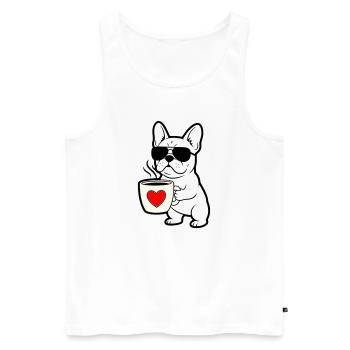 Résumé du Frenchie Dog Coffee - Débardeur bio Premium Homme - blanc - Devant - Michal (187cm)