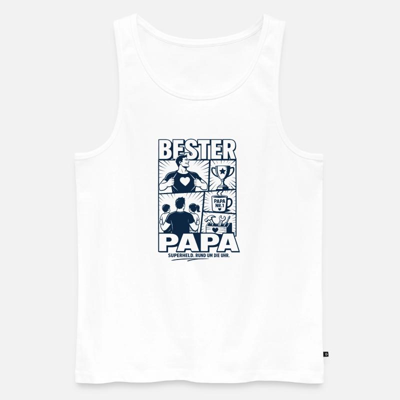 Bester Papa Superheld Design - Männer Premium Bio Tank Top - Weiß