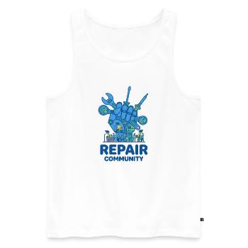 Repair Community Werkzeugkultur - Männer Premium Bio Tank Top - Weiß - Vorne - Michal (187cm)