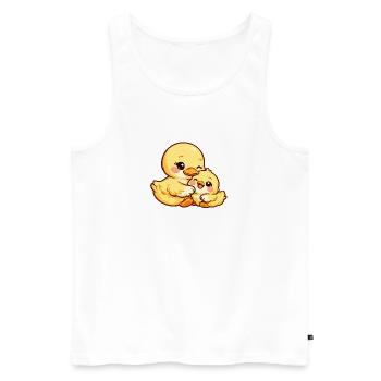 Maman Canard et son poussin se câlinent ensemble - Débardeur bio Premium Homme - blanc - Devant - Michal (187cm)