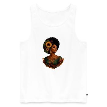 Couronne de tournesol afro - Débardeur bio Premium Homme - blanc - Devant - Michal (187cm)