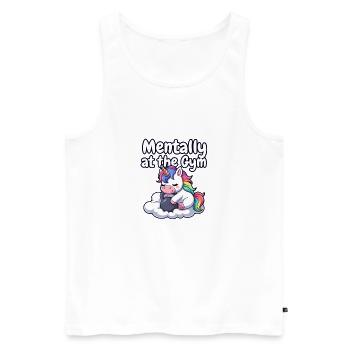 Mentally at the Gym Unicorn - Men's Premium Organic Tank Top - white - Front - Michal (187cm)