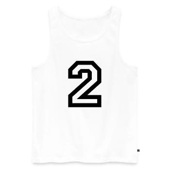 number - 2 - two - Men's Premium Organic Tank Top - white - Front - AI Model Male 178 light (178cm)