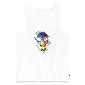Crâne géométrique - Débardeur bio Premium Homme - blanc - Devant - Michal (187cm)
