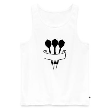 Dart Banner Logo - Männer Premium Bio Tank Top - Weiß - Vorne - AI Model Male 178 light (178cm)