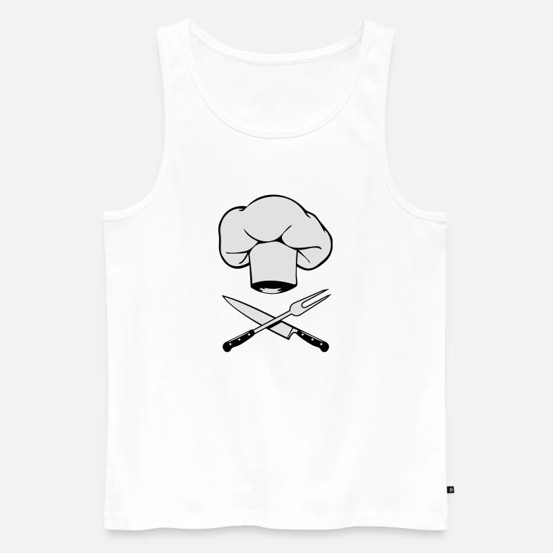 kochen kochmütze messer gabel design - Männer Premium Bio Tank Top - Weiß