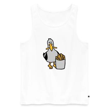 Joyeuses frites volées à la mouette - Débardeur bio Premium Homme - blanc - Devant - Michal (187cm)