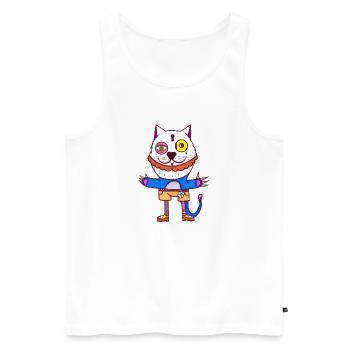 Bart Katze - Männer Premium Bio Tank Top - Weiß - Vorne - Michal (187cm)