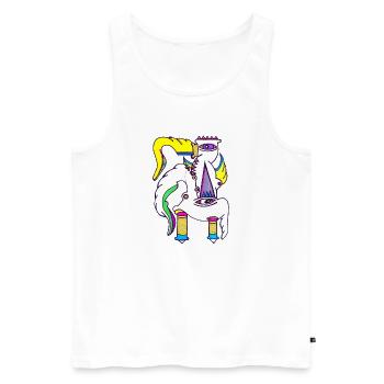 Einhorn Gockel - Männer Premium Bio Tank Top - Weiß - Vorne - Michal (187cm)