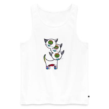 Drei Katzen - Männer Premium Bio Tank Top - Weiß - Vorne - Michal (187cm)