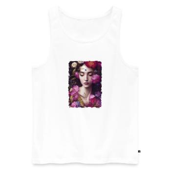 Frau mit Blumenumrandung - Männer Premium Bio Tank Top - Weiß - Vorne - AI Model Male 178 light (178cm)