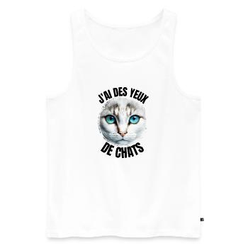 J'ai des yeux de chats - Débardeur bio Premium Homme - blanc - Devant - Michal (187cm)