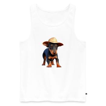 Doberman dresseur chien Doberman chiot Doberman - Débardeur bio Premium Homme - blanc - Devant - AI Model Male 178 light (178cm)