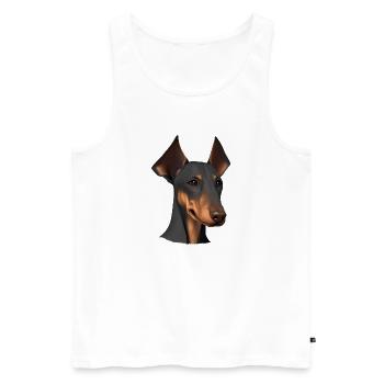 Doberman Doberman chiot chien Doberman dresseur - Débardeur bio Premium Homme - blanc - Devant - AI Model Male 178 light (178cm)