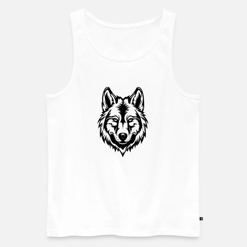 Wolf - Männer Premium Bio Tank Top - Weiß