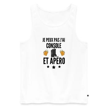 Console & Apéro : Mon Programme - Débardeur bio Premium Homme - blanc - Devant - Michal (187cm)