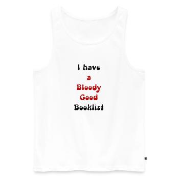 Ich habe eine verdammt gute Bücherliste - Männer Premium Bio Tank Top - Weiß - Vorne - Michal (187cm)