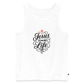 Jesus mein Leben Glaube - Männer Premium Bio Tank Top - Weiß - Vorne - Michal (187cm)