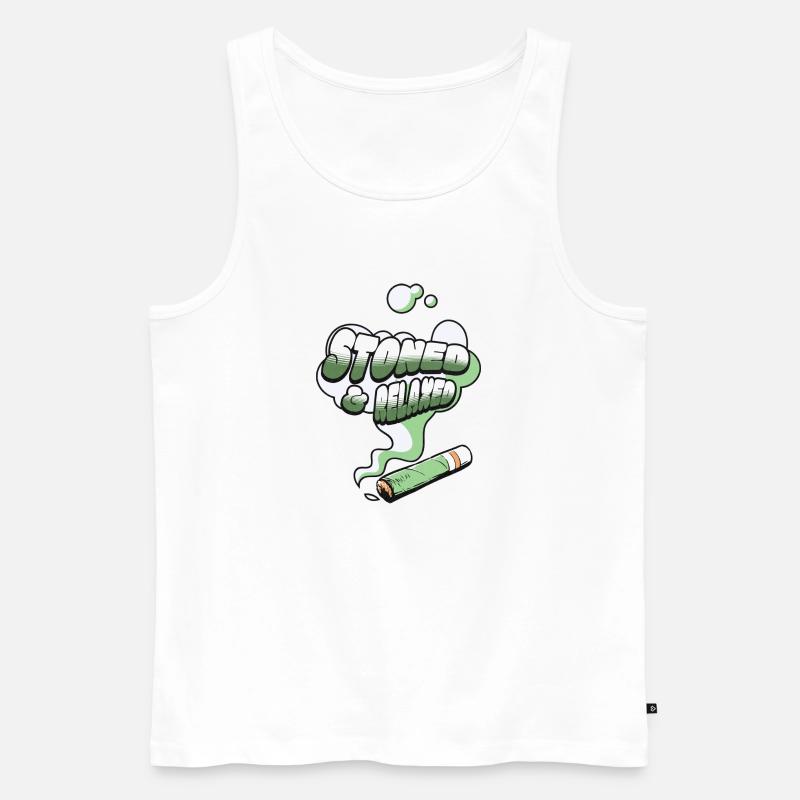 STONED & RELAXED - Männer Premium Bio Tank Top - Weiß