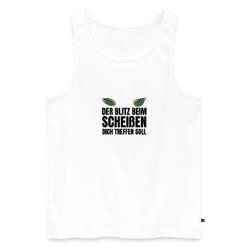 Lustiger Spruch Blitz Scheißen Grün Kobold Gnom - Männer Premium Bio Tank Top - Weiß - Vorne - Michal (187cm)