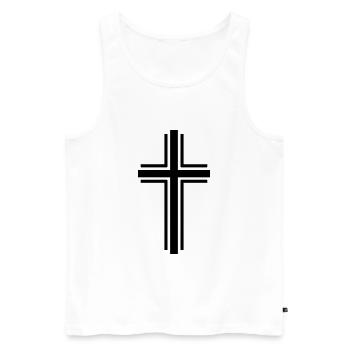 Kreuz - Männer Premium Bio Tank Top - Weiß - Vorne - Michal (187cm)