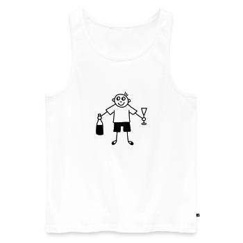 Mann mit Sektglas & Sektflasche - Männer Premium Bio Tank Top - Weiß - Vorne - Michal (187cm)