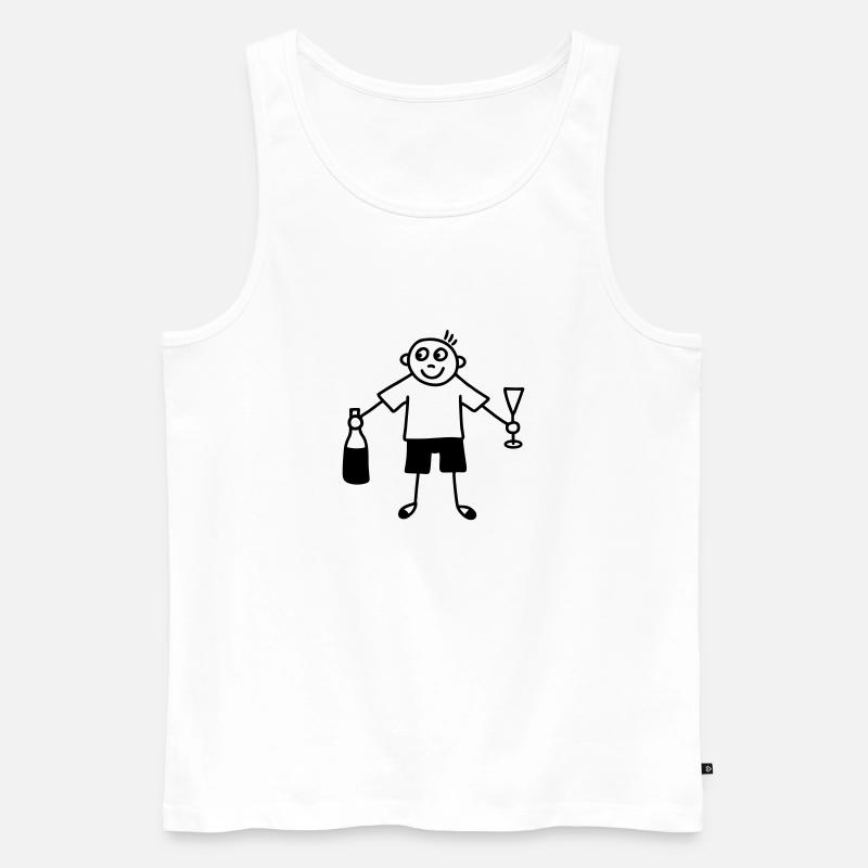 Mann mit Sektglas & Sektflasche - Männer Premium Bio Tank Top - Weiß