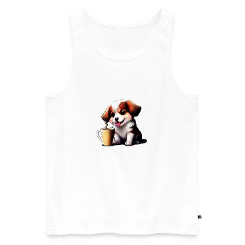 Chien et café, de quoi d’autre avez-vous besoin? - Débardeur bio Premium Homme - blanc - Devant - Michal (187cm)