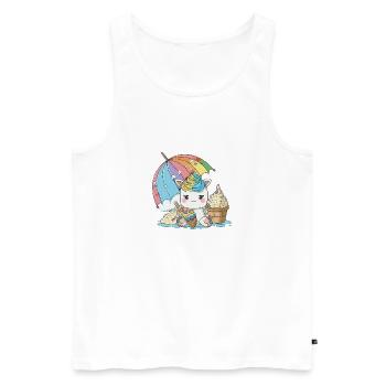 Licorne de couleurs - Une vague d’arcs-en-ciel - Débardeur bio Premium Homme - blanc - Devant - AI Model Male 178 light (178cm)
